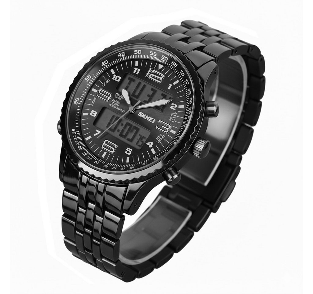 Taffstyle Quarzuhr Multifunktions Herren Armbanduhr Stoppuhr Alarm Beleuchtung 3ATM, (Digitale und analoge Sportuhr mit Beleuchtung Metallgehäuse und Quarzwerk), 12/24 Stundenanzeige, Alarmfunktion, Hintergrundbeleuchtung von Taffstyle