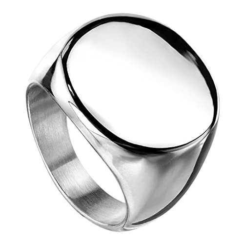 Taffstyle Ring Edelstahl Runder Siegelring Biker Rocker Herrenring Damenring Partnerring Damen Herren Größe 52 (16.6) Silber von Taffstyle