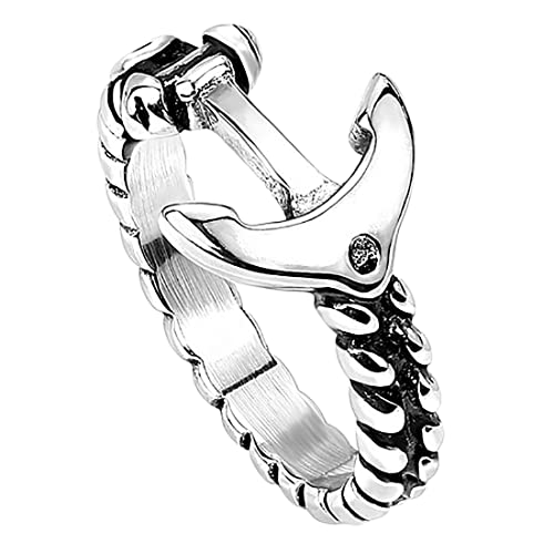 Taffstyle Siegelring Edelstahl Herrenring Damenring Partnerring Trauring Band Ring Damen Herren mit Anker Symbol im Maritimen Seefahrt Silber Größe 68 (21.6) von Taffstyle