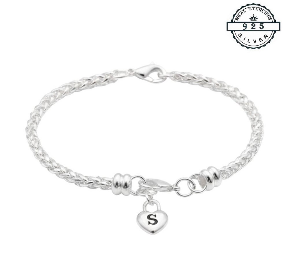 Taffstyle Silberarmband Armband 925 Sterling Silber Herz Anhänger geflochten Damen Schmuck (Feines Silberarmband mit Herzanhänger und Karabinerverschluss - Geschenkidee) von Taffstyle