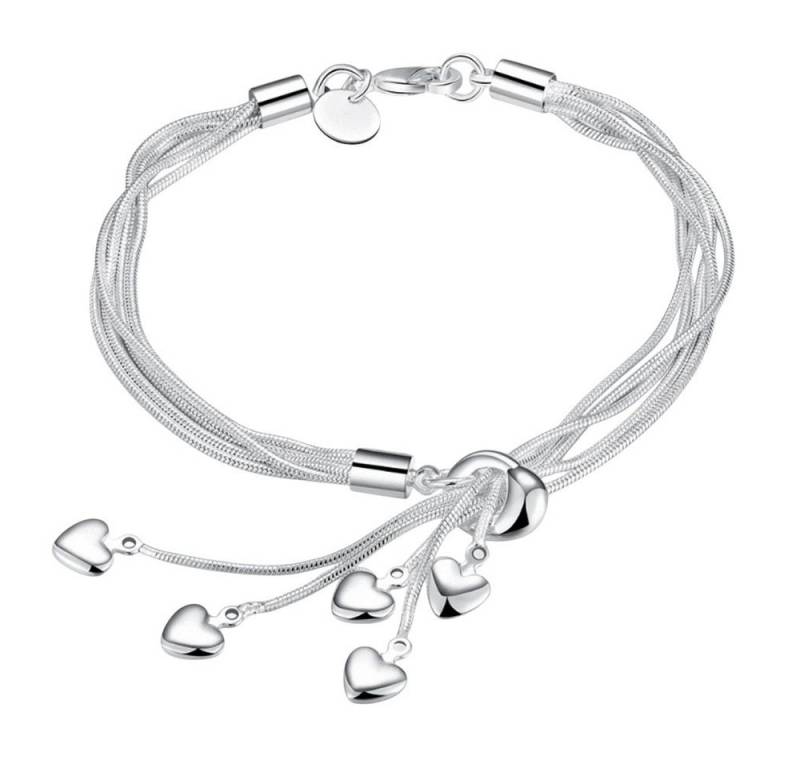 Taffstyle Silberarmband Damen Armband 925 Sterling Silber filigran mit 5 Herzen (Wunderschönes Filigranes Damen Armband Echt Silber mit kleinen Herzen) von Taffstyle