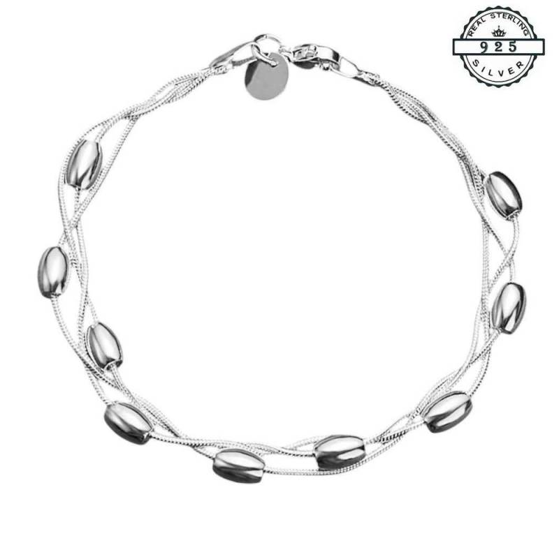 Taffstyle Silberarmband Elegantes 925 Sterling Silber Armband mit Ketten und Silberperlen (Filigranes Damenarmband mit polierte Perlen und sicherem Karabinerverschluss) von Taffstyle