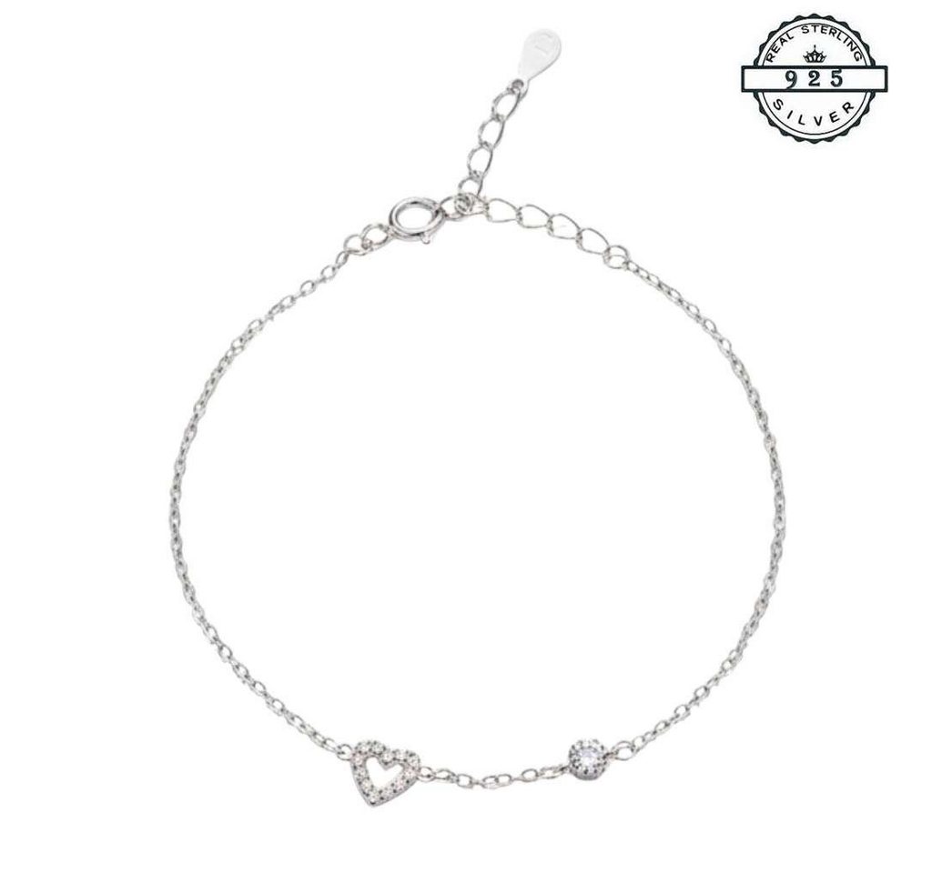 Taffstyle Silberarmband Filigranes Armband Herzmotiv aus 925 Sterling Silber für Damen (Zartes Herzarmband mit funkelnden Details aus echtem Sterling Silber) von Taffstyle