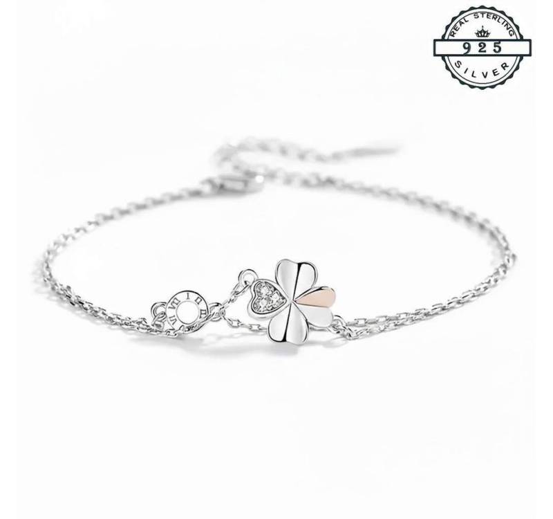 Taffstyle Silberarmband Glücksarmband Kleeblatt 925 Sterling Silber filigran Damen Schmuck (Zartes Silberarmband mit Kleeblatt-Anhänger als Glückssymbol - Geschenkidee) von Taffstyle