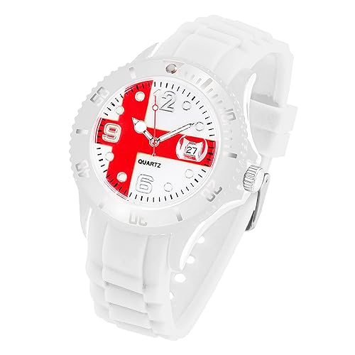 Taffstyle Silikon Armbanduhr Quarz Fan Sport Uhr Sportuhr Silikonuhr Flagge Fahne Weltmeisterschaft WM EM Europameisterschaft Fanartikel Fussball Basketball Eishockey England von Taffstyle