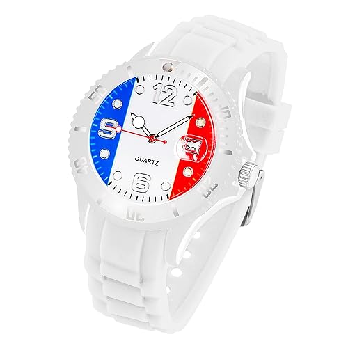 Taffstyle Silikon Armbanduhr Quarz Fan Sport Uhr Sportuhr Silikonuhr Flagge Fahne Weltmeisterschaft WM EM Europameisterschaft Fanartikel Fussball Basketball Eishockey Frankreich von Taffstyle