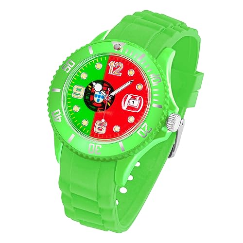 Taffstyle Silikon Armbanduhr Quarz Fan Sport Uhr Sportuhr Silikonuhr Flagge Fahne Weltmeisterschaft WM EM Europameisterschaft Fanartikel Fussball Basketball Eishockey Portugal von Taffstyle