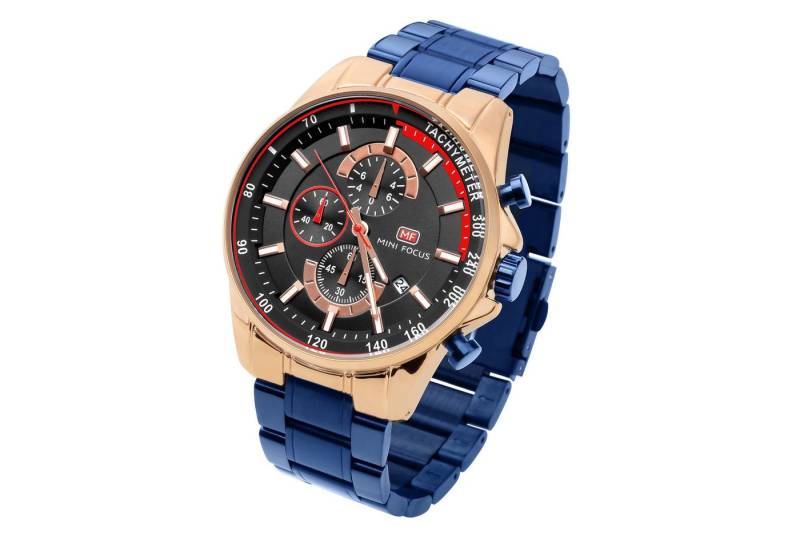 Taffstyle Sportuhr Herren Quarzuhr Chronograph Männer Armbanduhr Stoppuhr Wasserdicht, (Elegante Männer Quarzuhr - Ideales Geschenk zum Geburtstag Weihnachten Valentinstag Vatertag), Wasserdicht Kalender Stoppuhr Edelstahlarmband Chronograph von Taffstyle