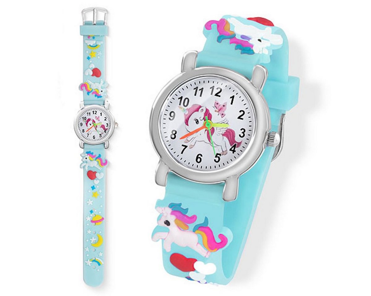 Taffstyle Sportuhr Kinder Armbanduhr Einhorn Silikon Uhr Farbige Gummi Mädchen Jungen, (Geschenk zum Weihnachten Geburtstag Einschulung 4 5 6 7 8 9 10 Jahre), Mädchen Sportuhr Bunte Kinderuhr Farbige Lernuhr Unicorn Silikonuhr von Taffstyle