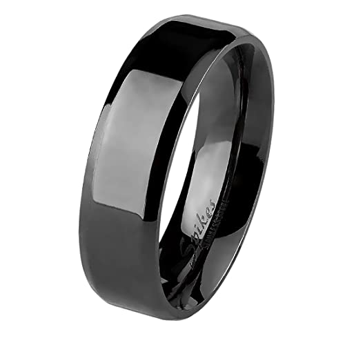 Taffstyle Unisex Band Ring Edelstahl Poliert Freundschaftsring Herrenring Damenring Partnerring Damen Herren Schwarz Größe 62 (19.7) 8mm Breit von Taffstyle