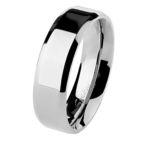 Taffstyle Unisex Band Ring Edelstahl Poliert Freundschaftsring Herrenring Damenring Partnerring Damen Herren Silber Größe 55 (17.5) 4mm Breit von Taffstyle