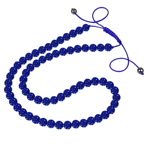 Taffstyle Unisex Kette Halskette Shamballa Kugel mit Strass Kristallen Glitzer Steinen und Perlen Hämatit Lang für Damen Herren Blau von Taffstyle