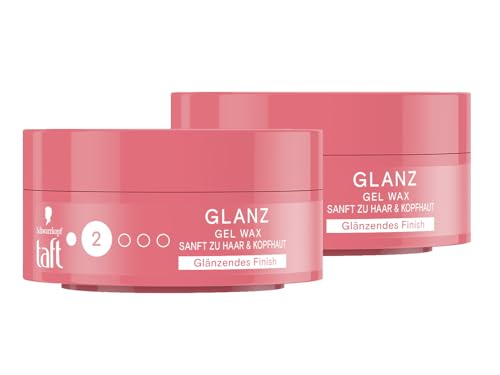 Schwarzkopf TAFT Gel Wax Strahlender Glanz (2x 75ml), Haarwax für glänzendes Finish, schonend für Haar und Kopfhaut, veganes, Haarstyling-Gelwax von TAFT