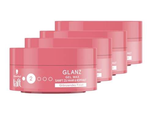 Schwarzkopf TAFT Gel Wax Strahlender Glanz (4x 75ml), Haarwax für glänzendes Finish, schonend für Haar und Kopfhaut, veganes, Haarstyling-Gelwax von TAFT