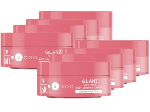 Schwarzkopf TAFT Gel Wax Strahlender Glanz (8x 75ml), Haarwax für glänzendes Finish, schonend für Haar und Kopfhaut, veganes, Haarstyling-Gelwax von TAFT