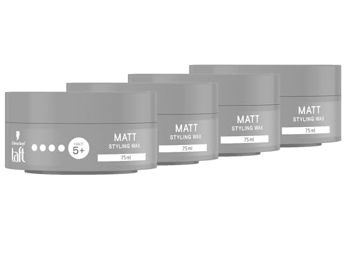 Schwarzkopf TAFT Styling Wax Matt (4x 75 ml), Haarwax für mattes Finish mit langanhaltendem Halt, schonend für Haar und Kopfhaut, veganes, Haarstyling-Wax von TAFT