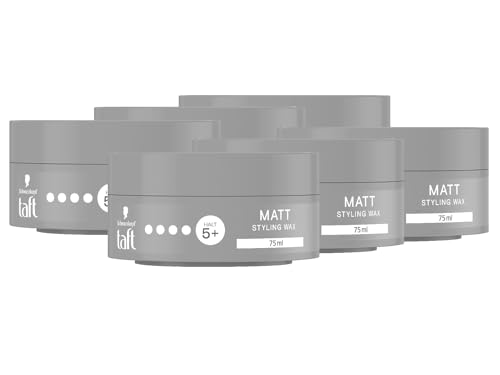 Schwarzkopf TAFT Styling Wax Matt (6 x 75 ml), Haarwax für mattes Finish mit langanhaltendem Halt, schonend für Haar und Kopfhaut, veganes, Haarstyling-Wax von TAFT