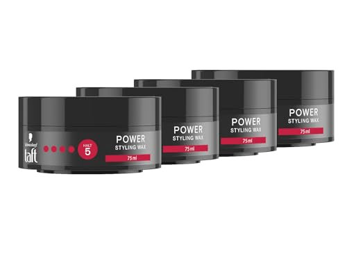 Schwarzkopf TAFT Styling Wax Power (4x 75ml), Haarwax für bis zu 48 Stunden Kraft-Halt, schonend für Haar und Kopfhaut, veganes, Styling-Wax von Taft