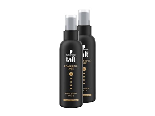 Schwarzkopf Taft Föhn-Spray Powerful Age (2x 150ml), Haltegrad 5, Föhnspray für feines und dünner werdendes Haar, Fülle für feines Haar, vegane Formel* von Taft