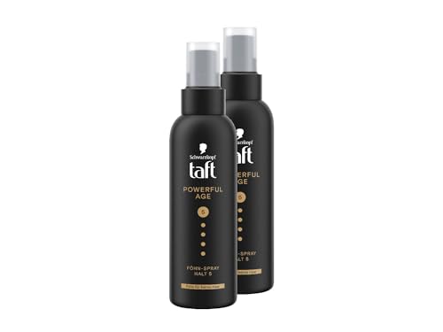 Schwarzkopf Taft Föhn-Spray Powerful Age (2x 150ml), Haltegrad 5, Föhnspray für feines und dünner werdendes Haar, Fülle für feines Haar, vegane Formel* von TAFT