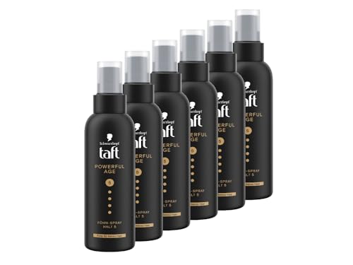 Schwarzkopf Taft Föhn-Spray Powerful Age (6 x 150ml), Haltegrad 5, Föhnspray für feines und dünner werdendes Haar, Fülle für feines Haar, vegane Formel* von TAFT