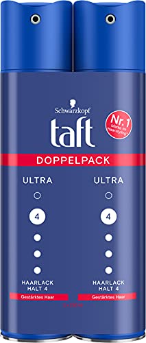 Taft Haarlack Ultra Haltegrad 4 (2 x 250 ml), Styling Spray bietet bis zu 24 h Halt, verleiht gestärktes und widerstandsfähiges Haar von TAFT