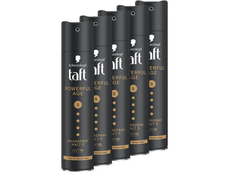 Taft Haarspray Schwarzkopf, Powerful Age, Vorratspack, 5-tlg., 5x 250 ml, HaptIQ System von Taft