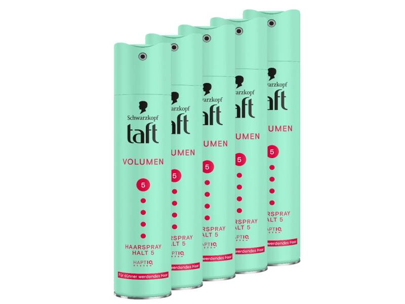 Taft Haarspray Schwarzkopf, Volumen für dünner werdende Haar, 5x 250 ml, 5-tlg., Vorratspack, HaptIQ System von Taft