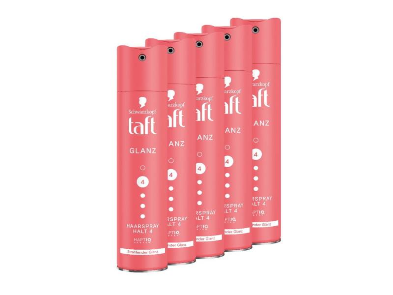 Taft Haarspray strahlender Glanz & Gloss Finish, Schwarzkopf, 5x 250 ml, 5-tlg., Vorratspack, HaptIQ System von Taft