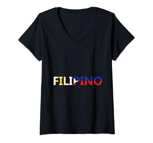 Damen Philippinischer Pride Pinoy Pinay T-Shirt mit V-Ausschnitt Damen Philippinischer Pride Pinoy Pinay T-Shirt mit V-Ausschnitt von Tagalog Filipinas Proud Philippines Design