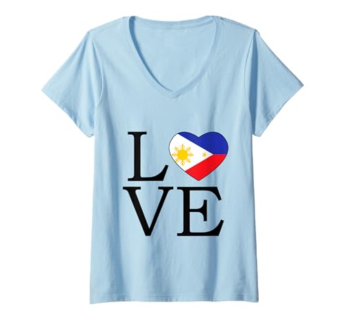 Damen Love Pinoy Flagge Philippinen Filipino T-Shirt mit V-Ausschnitt Damen Love Pinoy Flagge Philippinen Filipino T-Shirt mit V-Ausschnitt von Tagalog Filipinas Proud Philippines Designs