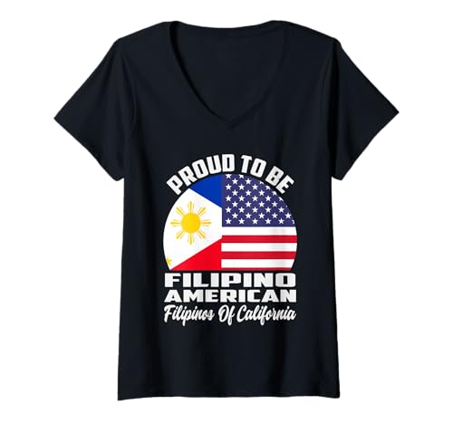 Damen Stolze Filipino Amerikanische Kalifornien Filipinos T-Shirt mit V-Ausschnitt von Tagalog Filipinas Proud Philippines of Los Angeles