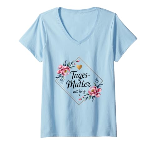 Damen Tagesmutter Mit Herz Abschied T-Shirt mit V-Ausschnitt Damen Tagesmutter Mit Herz Abschied T-Shirt mit V-Ausschnitt von Tagesmutter Kindermädchen Nanny