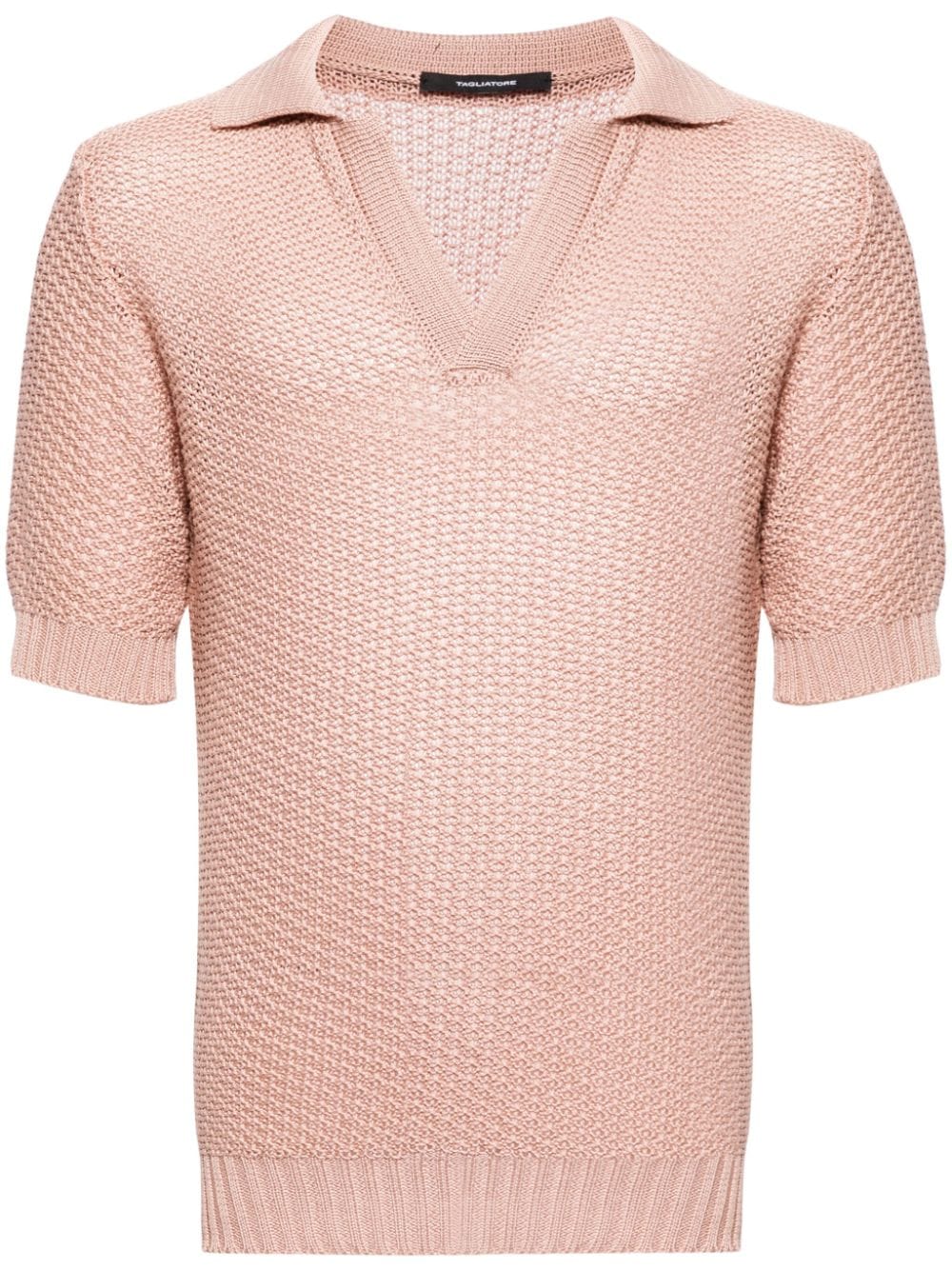 Tagliatore Asher Poloshirt aus Häkelstrick - Rosa von Tagliatore