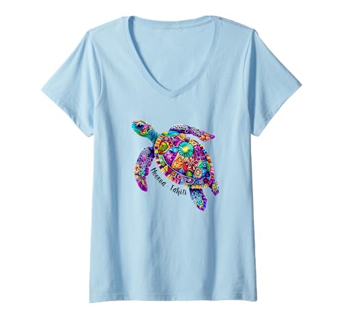 Damen Französisch-Polynesien Moorea Tahiti T-Shirt mit V-Ausschnitt Damen Französisch-Polynesien Moorea Tahiti T-Shirt mit V-Ausschnitt von Tahiti Souvenir Store