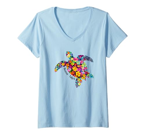 Damen Französisch-Polynesien Moorea Tahiti T-Shirt mit V-Ausschnitt Damen Französisch-Polynesien Moorea Tahiti T-Shirt mit V-Ausschnitt von Tahiti Souvenir Store