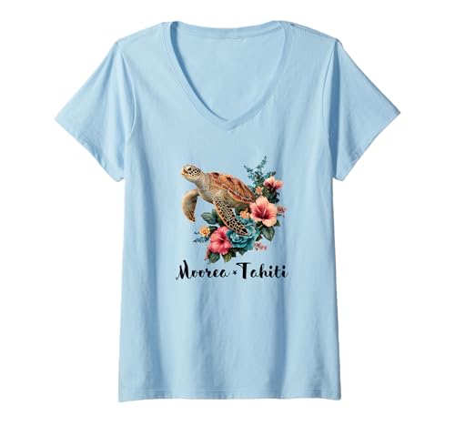 Damen Französisch-Polynesien Moorea Tahiti T-Shirt mit V-Ausschnitt Damen Französisch-Polynesien Moorea Tahiti T-Shirt mit V-Ausschnitt von Tahiti Souvenir Store