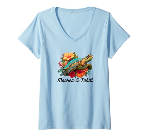 Damen Französisch-Polynesien Moorea Tahiti T-Shirt mit V-Ausschnitt Damen Französisch-Polynesien Moorea Tahiti T-Shirt mit V-Ausschnitt von Tahiti Souvenir Store