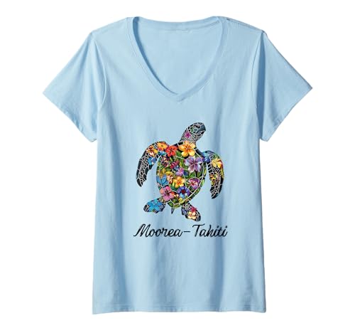 Damen Französisch-Polynesien Moorea Tahiti T-Shirt mit V-Ausschnitt Damen Französisch-Polynesien Moorea Tahiti T-Shirt mit V-Ausschnitt von Tahiti Souvenir Store