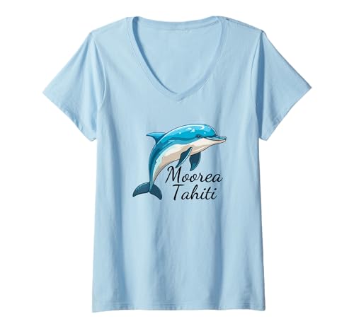 Damen Französisch-Polynesien Moorea Tahiti T-Shirt mit V-Ausschnitt Damen Französisch-Polynesien Moorea Tahiti T-Shirt mit V-Ausschnitt von Tahiti Souvenir Store