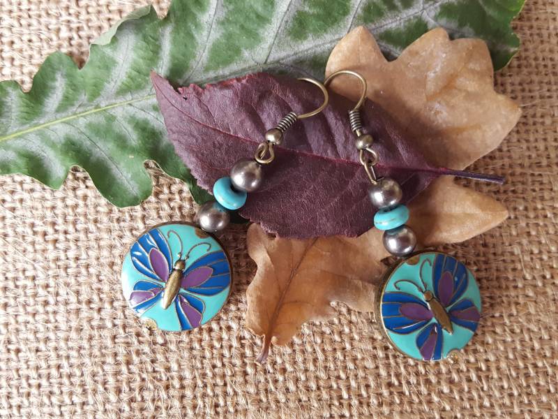 Schmetterling Ohrringe - Blaue Messing Schmetterling Ohrringe - Blaue Messing von TahoeCreations