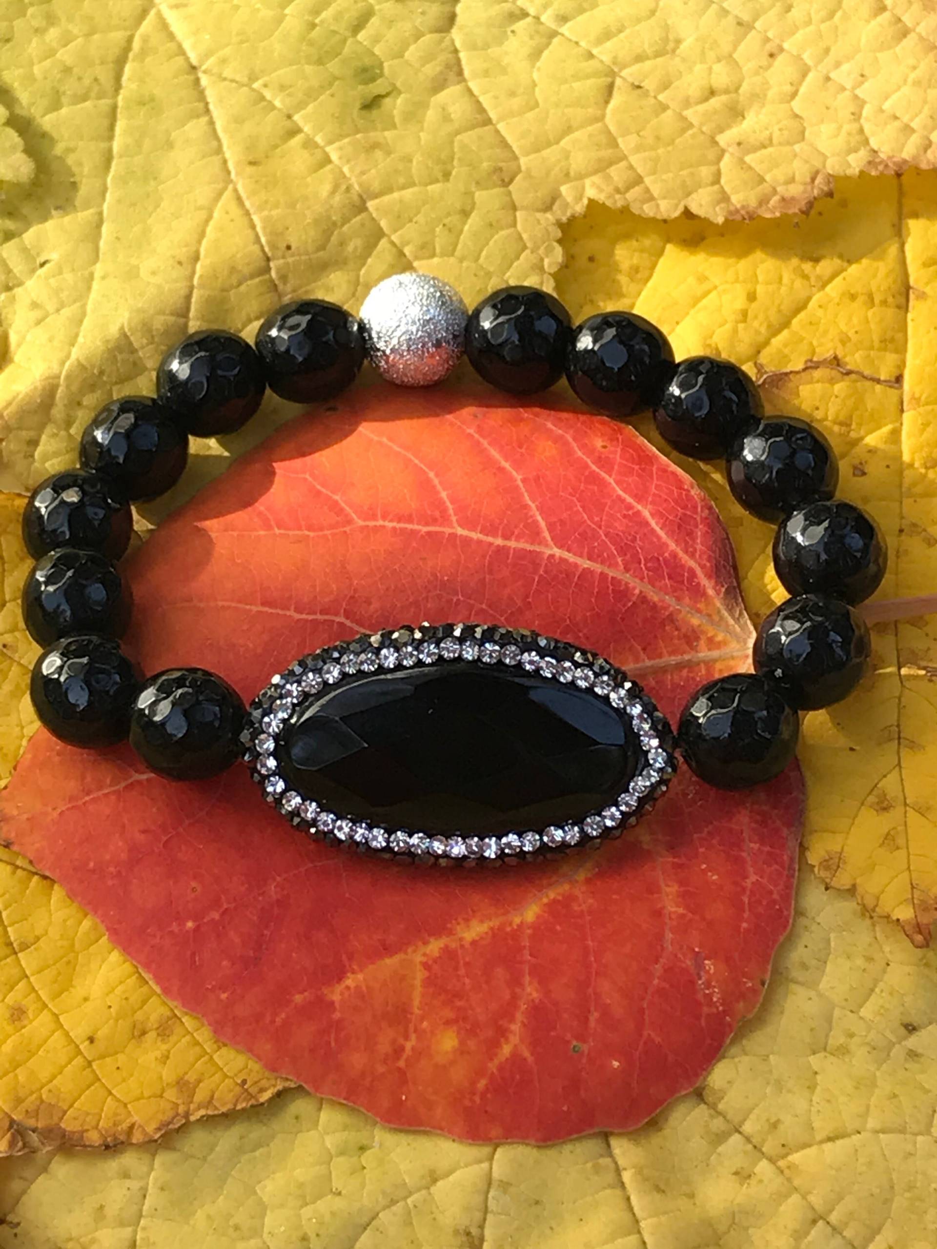 9mm Facettierten Onyx-stretch-Armband Mit Achat-Anschluss 9mm Facettierten Onyx-stretch-Armband Mit Achat-Anschluss von TahoeDesign