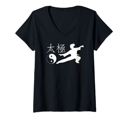 Damen Tai Chi Yin Yang T-Shirt Tai Chi Geschenk T-Shirt mit V-Ausschnitt von Tai Chi Gifts Tee