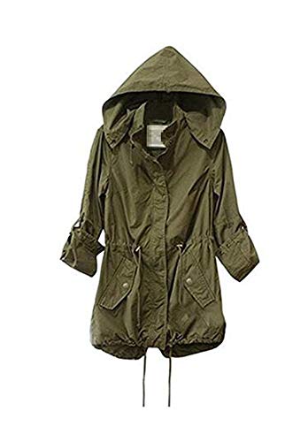 Taiduosheng Damen Army Green Anorak Jacke Leichte Kordelzug Kapuze Military Parka Mantel US XS, grün, XS von Taiduosheng