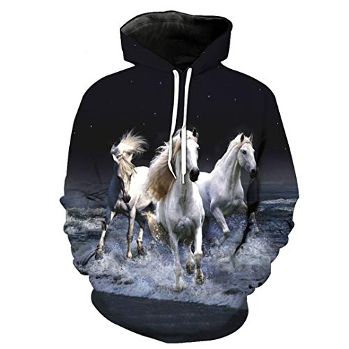 3D Sweatshirt Hoodies Männer Pferd Bunte 3D-Druck Langarm Casual Hoodie Hip Hop Pullover V18 L von Taiernafi