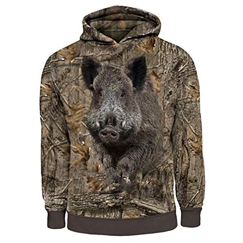 Herren Hoodies Tier Wildschwein Jagd Camo Print Casual Hip Hop Hoodie Männer Frauen Jagd Sweatshirt Hoodie Asia XL von Taiernafi