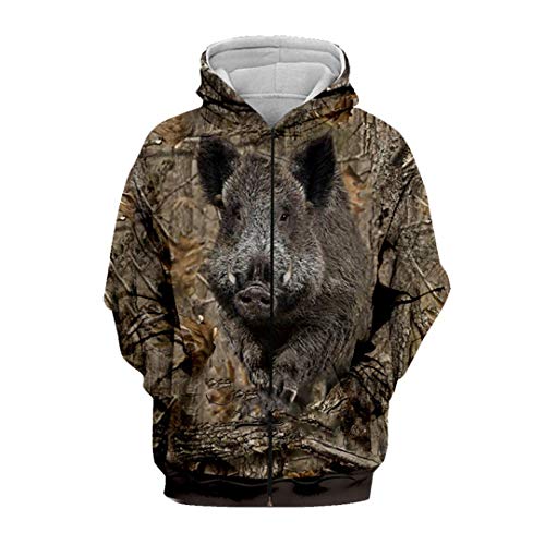 Herren Hoodies Tier Wildschwein Jagd Camo Print Casual Hip Hop Hoodie Männer Frauen Jagd Sweatshirt Zipper Hoodie Asia M von Taiernafi