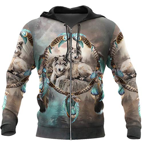 Taiernafi 3D Wolf gedruckt Männer Hoodies Sweatshirt Unisex Streetwear Zipper Pullover Casual Jacke Trainingsanzüge Zip Hoodies XXL von Taiernafi