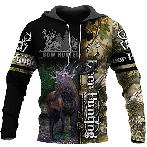 Tier Tattoo Camo Deer Hunter Elch Jagd Trainingsanzug 3D-Druck Reißverschluss/Hoodies/Sweatshirts/Jacke Hoodies XXL von Taiernafi