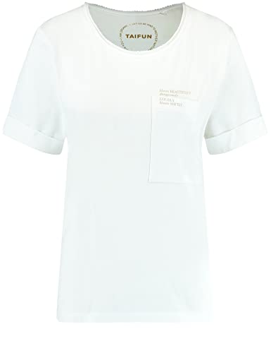 TAIFUN Damen 371320-16117 T-Shirt, White Gemustert, 36 von Taifun